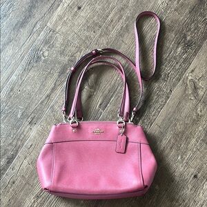 Coach Pink Leather Shoulder Bag with Hardware